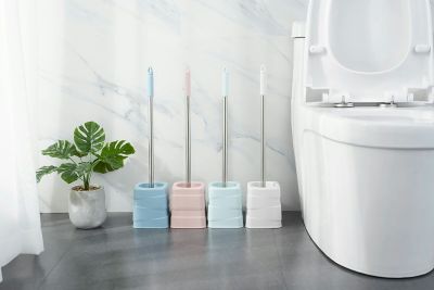 X22-7215 Geometric Plastic Steel Handle Household Toilet Brush No Dead Angle New Long Handle Cleaning Brush