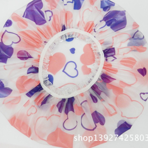 lace flower shower cap/eva shower cap/waterproof shower cap smart waterproof printing lace double shower cap