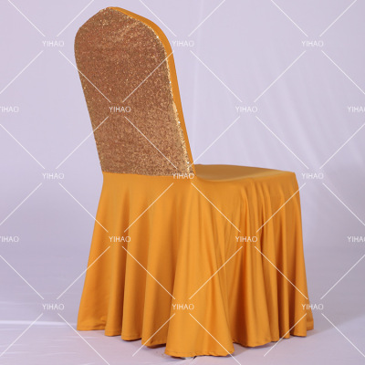 Sequin Embroidery Stitching Elastic Chair Cover Hotel Hotel Chair Cover Wedding Celebration Chair Cover Elastic Chair Back Cover Fabric