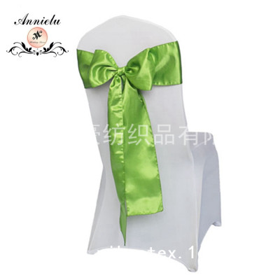 Hot Selling Popular Satin Bowknot Crystal Bandage Self-Tied Bow Decorative Chair Cover Wedding Banquet Ribbon