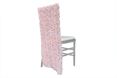 Customized Home Soft Decoration Pink Chiffon Cloth Chair Cover Wrapped with Embroidery Outdoor Wedding Bamboo Chair Cover Hollow Embroidery