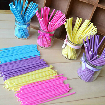 Lollipop cake color paper sticks 150mm*3.5mm 100 pieces/pack environmentally-friendly solid food grade