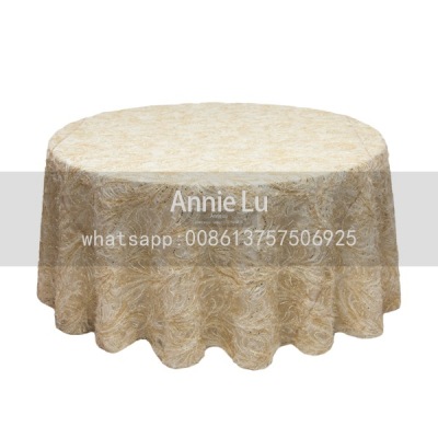 Fashionable High-End Mesh Feather Sequins Tablecloth Wedding Hotel Supplies Tablecloth Wedding Celebration Decoration Three-Dimensional Embroidered Fabric