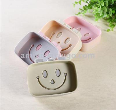 Soap box smiling face no trace stick double soap box bathroom soap box bathroom wall hanging soaps