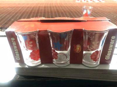 Manufacturer direct sales 36402-6 glass water cup color printing juice drink cup printing care water cup set