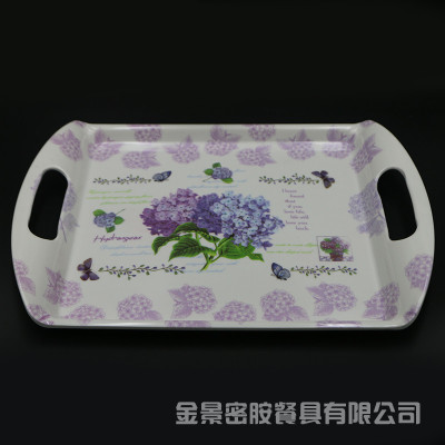 Put Cup's Tray European Handle Bread Plate Tray Rectangular Tea Tray Fruit Plate Hotel Dinner Plate