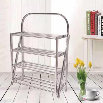 Simple dust-free shoe rack stainless steel folding simple multi-layer creative shoe rack shoe cabinet