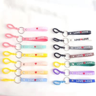 Cartoon color leather rope key chain LOVE letter pendant decorative arts and crafts accessories