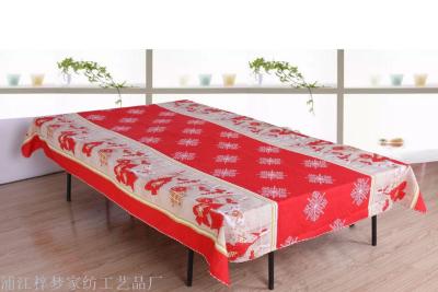 Europe and America all polyester printed Christmas table cloth festive supplies polyester tablecloth