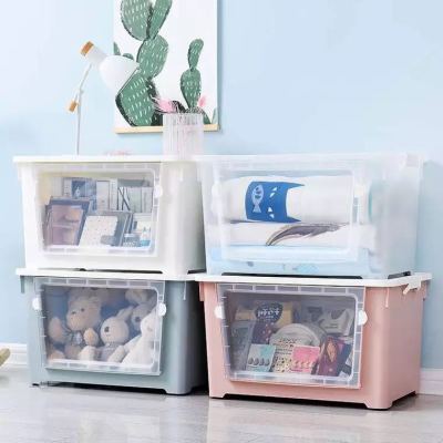 Extra large front open storage box plastic transparent toy snack pack box quilt clothing storage box pet box