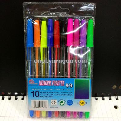 VP912 color simple plastic ballpoint pen 10 color 1.0 copper pen head hexagonal ballpoint pen minimalist style