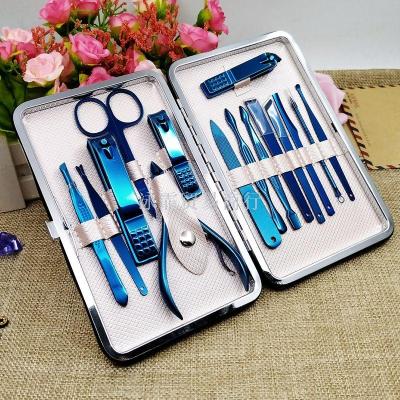 Nail clippers set of stainless steel 15 sets manicure tools pedicure knife eyebrow clip high-grade