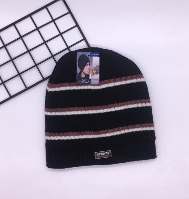 Korean version of the new striped wool hat man joker simple warm ear cap women knitted hat wholesale