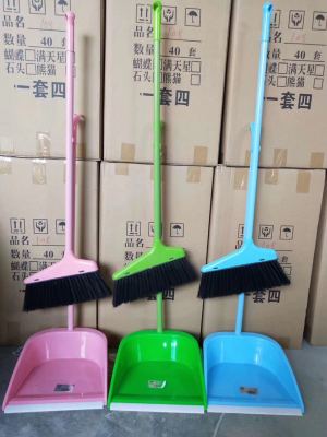 Manufacturers supply plastic broom set household soft wool broom dustpan garbage bucket broom set