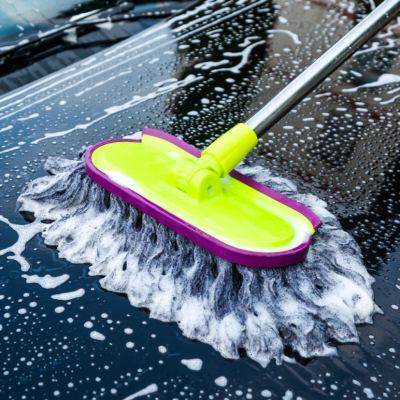 Special mop new car wash long handle rod retractable soft wool cotton car wax brush multi - functional mop