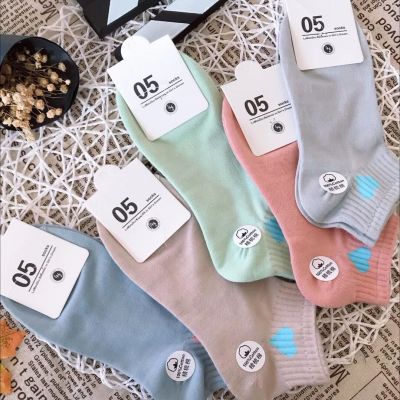 New All-Cotton Student Socks High Heel Student Sports Socks Candy Color Boat Socks