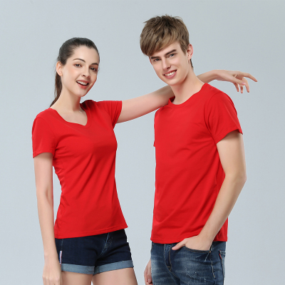Pure color modal round collar short-sleeved T-shirt class clothing couple clothing event clothing can be customized