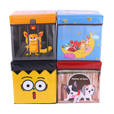 New Folding Large Capacity Home Storage Stool Daily Supplies Storage Stool Non-Woven European and American Style Cartoon Storage Stool