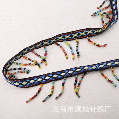 Spot supply hand nail bead jacquard lace ribbon ribbon beads color bar code national wind strength manufacturers