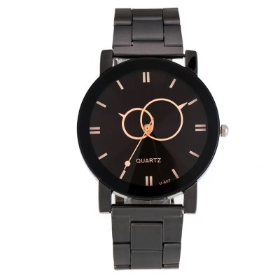 Taobao hot style watch black steel belt students watch simple dial circle arrow pointer manufacturers