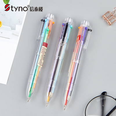 Creative transparent 6 color press ball lovely student stationery multi-color pens in the color pen manufacturers direct sale
