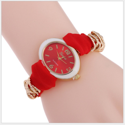 Aliexpress hot-selling hot style vintage watches hand-woven vintage ladies silk bracelet watches wholesale