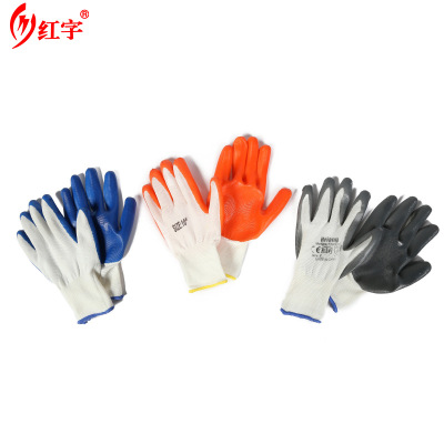 13 needle nylon ding the qing labor protection gloves ding the qing based hanging glue protection, wear - resisting and oil mantra site protection gloves