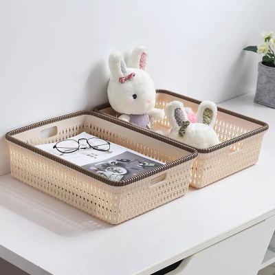 Wholesale plastic imitation rattan woven basket desktop small basket snacks buy basket storage basket toys received