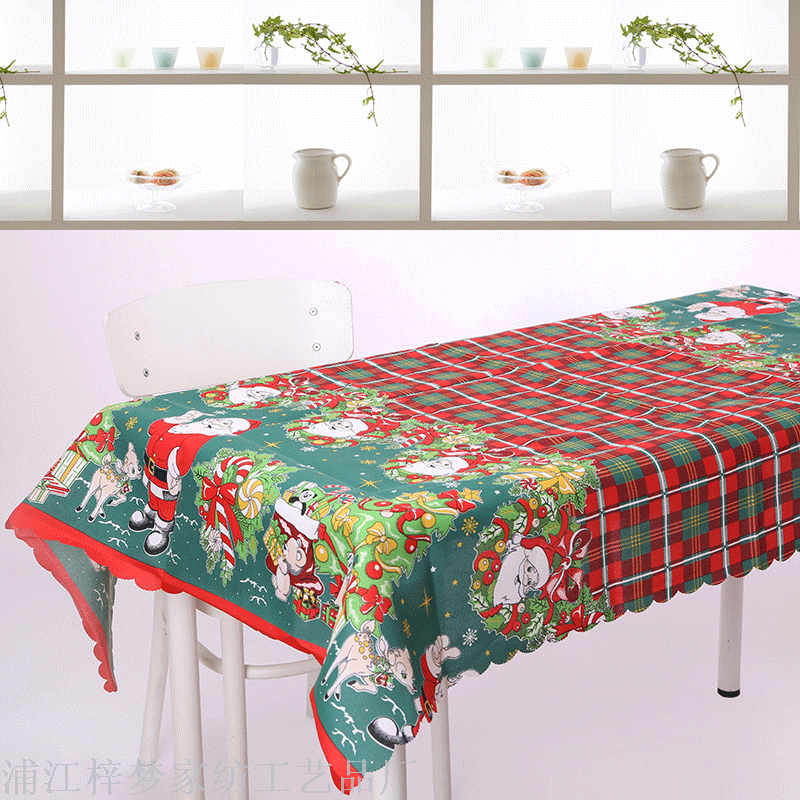 North America new dacron printed tablecloth Christmas tablecloth positioning table mat foreign trade