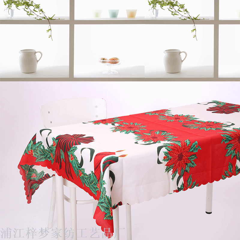 North America new dacron printed tablecloth Christmas tablecloth positioning table mat foreign trade