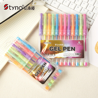 Fluorescent color neutral pen set luminous pen cartridge pen water pen students with hand gotten marker wholesale