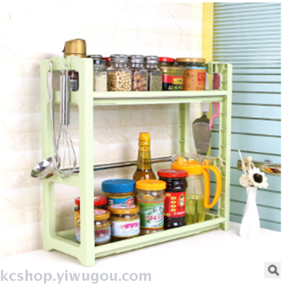A rack for storing soy sauce and vinegar in the kitchen