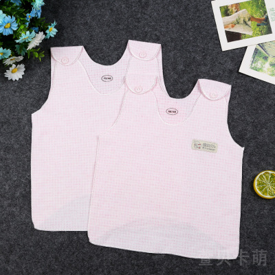 Summer breathable infants and children cotton plaid pattern sleeveles baby tank tops optional manufacturers direct sales