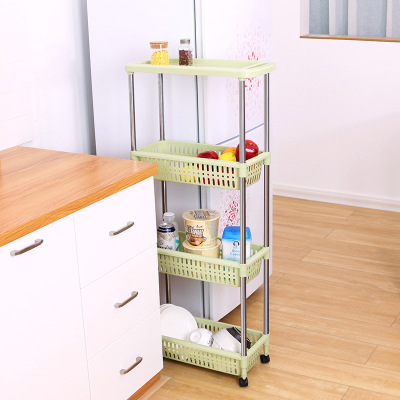 Floor to floor plastic storage rack for moving belt wheel gap shelving