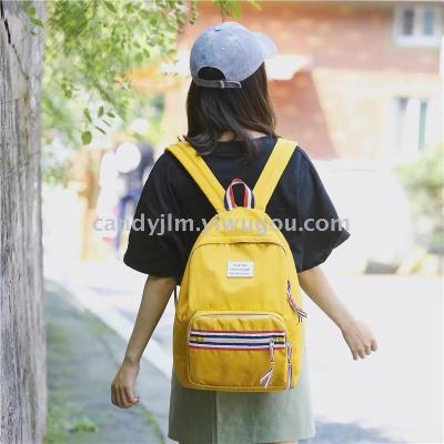 Chunxia new large capacity backpack female simple pure color junior and senior high school students schoolbag