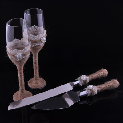 Western wedding supplies set clear glass crystal goblet banquet red wine goblet birthday champagne goblet customized
