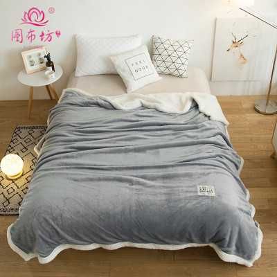 Manufacturers direct winter new pure color simple nap air conditioning lamb flannel double-sided single double blanket
