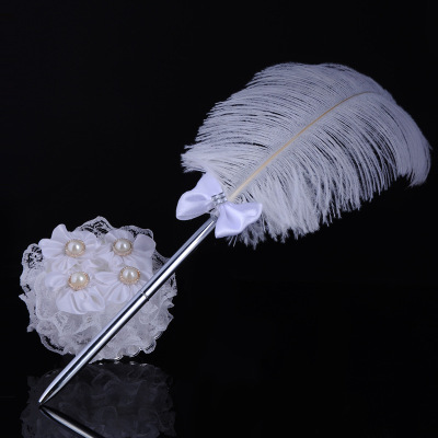 Amazon western wedding ostrich feather signature pen wedding signature pen quill wedding supplies