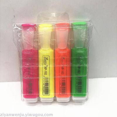 Fluorescent pen 4 PVC bag marker pen marked pen manufacturers direct sales