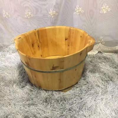 Single-Side Foot Bath Barrel with Ears Feet-Washing Basin Thickened Foot Bath Barrel Foot Massage Bucket Solid Wood Foot Bath Tub