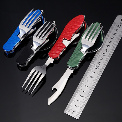 Multi - function folding detachable combination is suing travel tableware three open Multi - function Swiss knife gift fruit knife