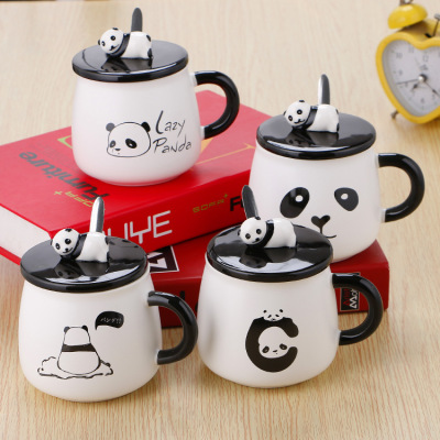 [Revo Ceramics] Creative Panda Breakfast Cup Cartoon Cute Panda Office Big Belly Ceramic Cup Gift Cup