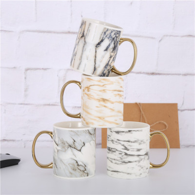 A Nordic marble mug with gold-plated handles is A gift mug for daily use