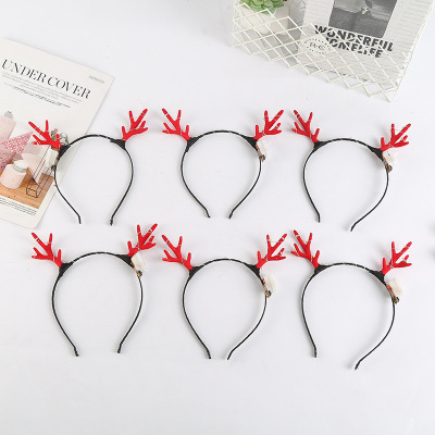 Korean antler hair band shake sound with the night market small wholesale source of cute sweet Christmas glow hair band