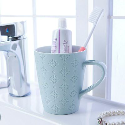 M04-8810 Korean Style Simple Elegant Double-Layer Relief Cup Household Mouthwash Cup Couple Toothbrush Cup