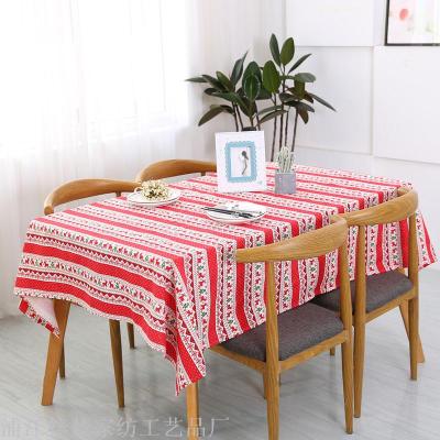 Simple ins wind Nordic pastoral tablecloth art cotton and linen small and fresh table mat tablecloth