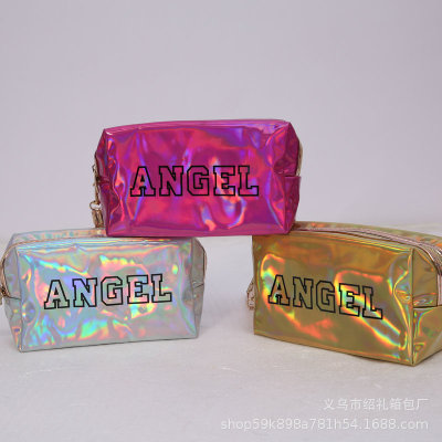 Manufacturers direct new ANGEL print letters makeup bag multi-functional storage package laser makeup bag