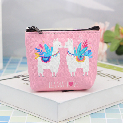 2018 new creative cartoon zero wallet PVC lovely grass mud horse alpaca coin bag ladies short wallet