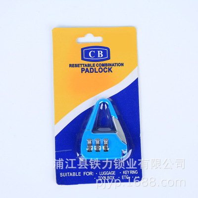 Manufacturers supply triangle zipper password lock 3 digit zinc alloy travel bag password padlock