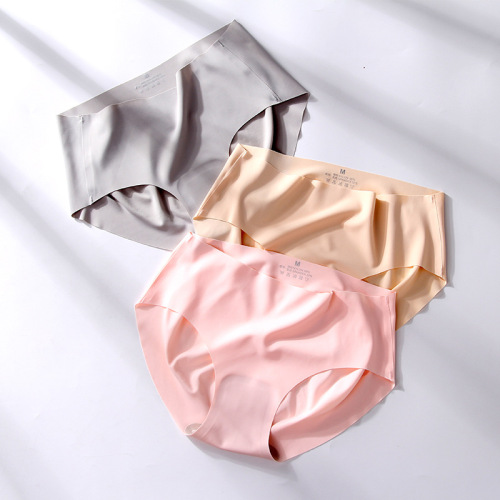New Seamless Underwear Women‘s Breathable Solid Color Low Waist Women‘s Briefs Women‘s Ice Silk Underwear Factory Direct Sales